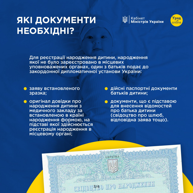 Як отримати свідоцтво про народження дитини, яка народилася за кордоном у громадян України